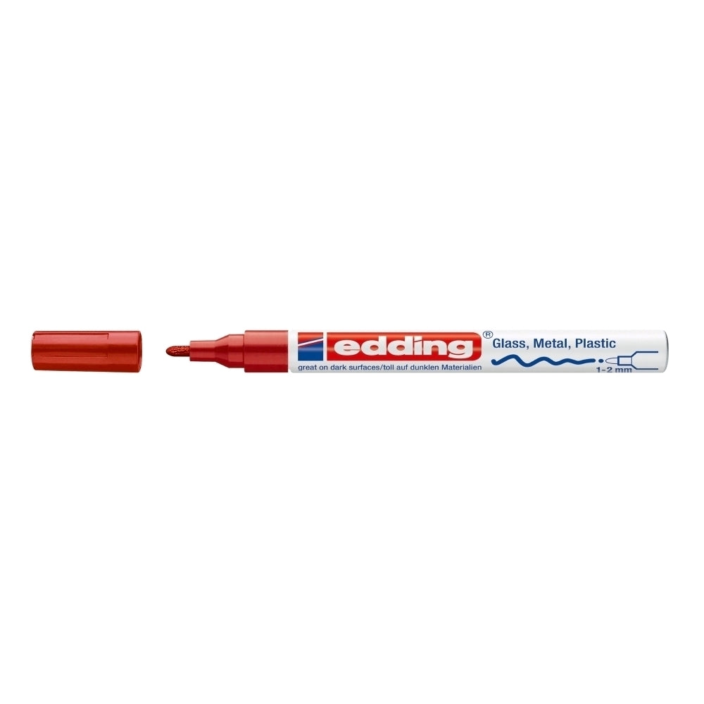 Marker permanent Edding 751 cu vopsea, corp metalic, varf rotund, 1-2 mm, rosu Marker permanent Edding 751 cu vopsea, corp metalic, varf rotund, 1-2 mm, rosu